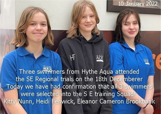 Today we have had confirmation that all 3 swimmers were selected into the S E training Squad! 